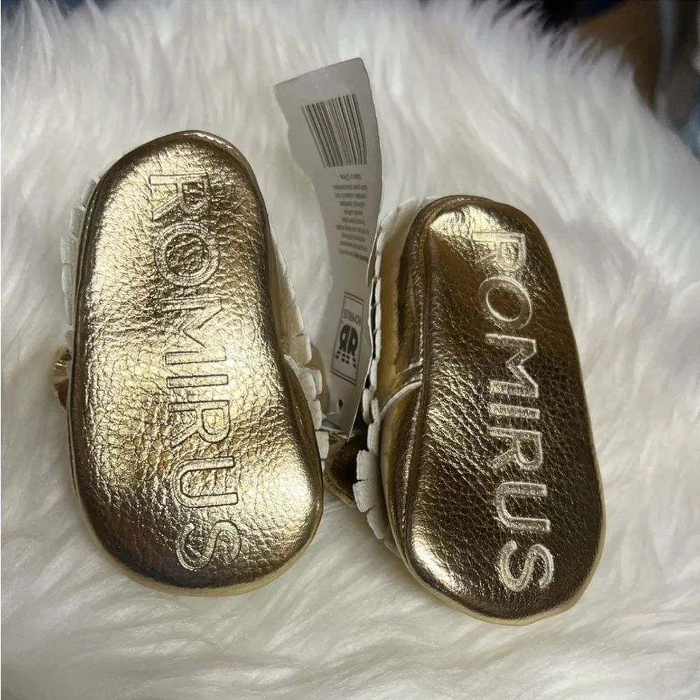 Romirus Gold Fringe Moccasin for Baby Size ( 0-6 Months)